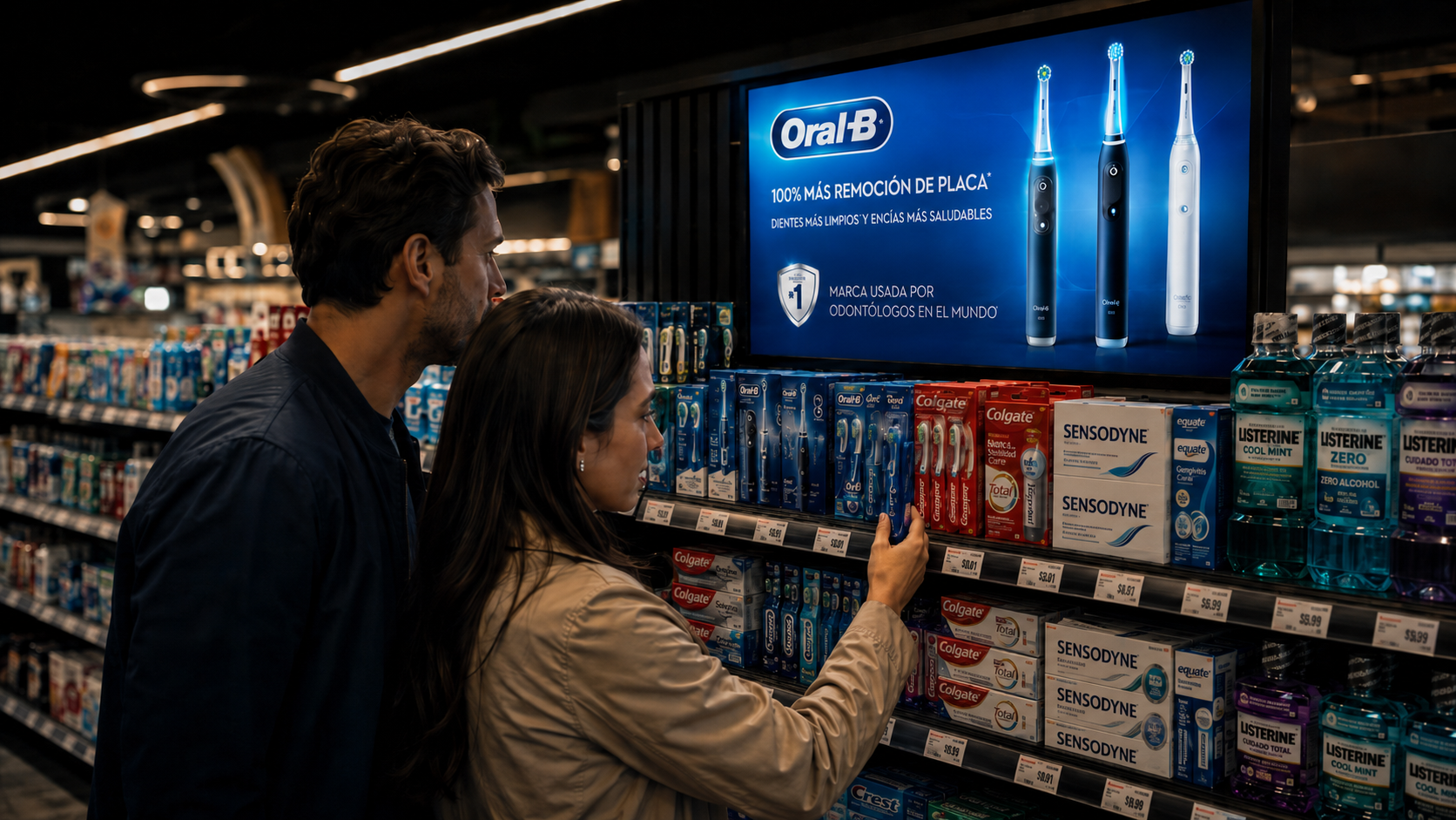 Pantalla digital de Oral-B en punto de venta